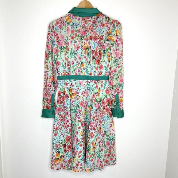 ModCloth Peter Pan Collar Fit & Flare Floral Garden Dress Womens Small Green - Picture 5 of 7